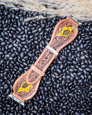 Myra Bag - Lone Star Hand Tooled Leather Watch Band in Antique Tan – Accessories from Bronco Western Supply Co.