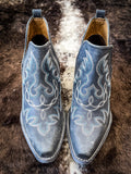 Myra Bag - Maisie Stitched Leather Booties in Dusty Blue - Women's Shoes - Myra Bag - Bronco Western Supply Co.