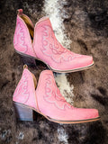 Myra Bag - Maisie Stitched Leather Booties in Pink - Women's Shoes - Myra Bag - Bronco Western Supply Co.