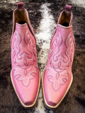 Myra Bag - Maisie Stitched Leather Booties in Pink - Women's Shoes - Myra Bag - Bronco Western Supply Co.