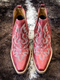 Myra Bag - Maisie Stitched Leather Booties in Red - Women's Shoes - Myra Bag - Bronco Western Supply Co.