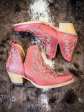 Myra Bag - Maisie Stitched Leather Booties in Red - Women's Shoes - Myra Bag - Bronco Western Supply Co.