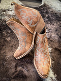 Myra Bag - Maisie Stitched Leather Booties in Rich Honey - Women's Shoes - Bronco Western Supply Co.