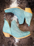 Myra Bag - Maisie Stitched Leather Booties in Turquoise - Women's Shoes - Myra Bag - Bronco Western Supply Co.