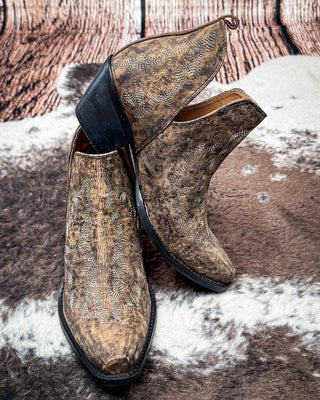 Myra Bag - Moonlight on the Mesa Booties in Crackle Brown – Women's Shoes from Bronco Western Supply Co.