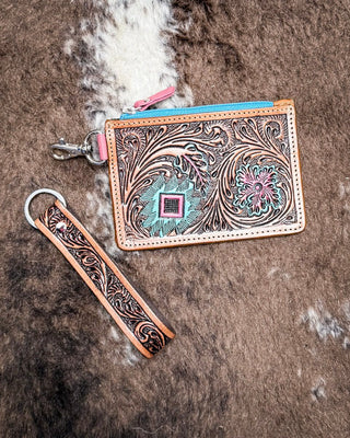 Myra Bag - Pride of Prickly Pears Card Holder in Brown and Blue – Purses & Wallets from Bronco Western Supply Co.