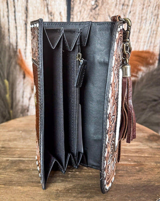 Myra Bag - Sandstone Trail Hand - Tooled Wristlet Wallet – Purses & Wallets from Bronco Western Supply Co.