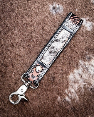 Myra Bag - Shadowhorn Hair On Key Fob in Midnight Snow – Accessories from Bronco Western Supply Co.