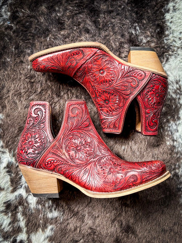 Myra Bag - Western Moxie Booties in Scarlet - Women's Shoes - Myra Bag - Bronco Western Supply Co.