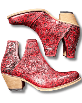 Myra Bag - Western Moxie Booties in Scarlet – Women's Shoes from Bronco Western Supply Co.