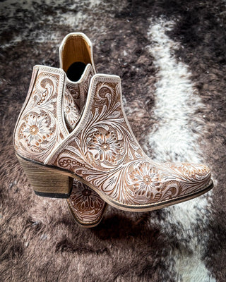 Myra Bag - Western Moxie Booties in White Chocolate – Women's Shoes from Bronco Western Supply Co.