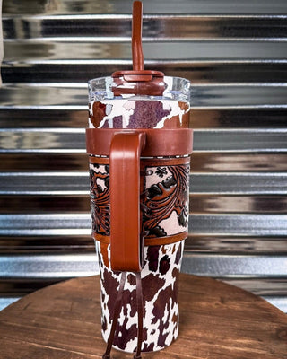 Myra Bag - Wide Wyoming Tumbler in Brown and White – Gift Items from Bronco Western Supply Co.
