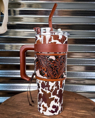 Myra Bag - Wide Wyoming Tumbler in Brown and White – Gift Items from Bronco Western Supply Co.