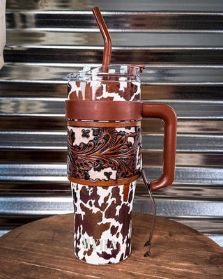 Myra Bag - Wide Wyoming Tumbler in Brown and White – Gift Items from Bronco Western Supply Co.