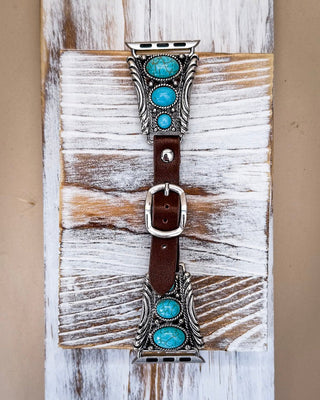 Nellie Western Style Faux Turquoise and Leather Watch Fashion Band – Accessories from Bronco Western Supply Co.