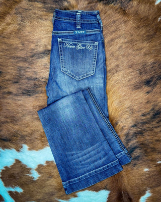 Never Give Up Trouser Jeans in Dark Wash by Cowgirl Tuff – Apparel from Bronco Western Supply Co.