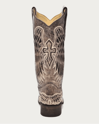 Night Halo Cross and Wings Square Toe Boots in Brown and Black by Corral Boots – Women's Boots from Bronco Western Supply Co.