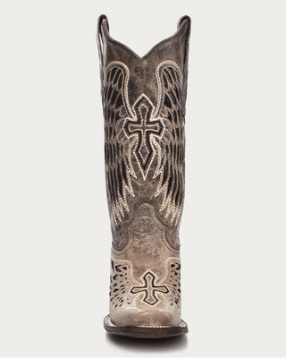 Night Halo Cross and Wings Square Toe Boots in Brown and Black by Corral Boots – Women's Boots from Bronco Western Supply Co.