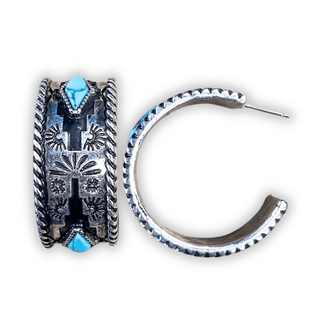 Nova Stud Hoop Fashion Earring - Silver/Turquoise – Jewelry from Bronco Western Supply Co.