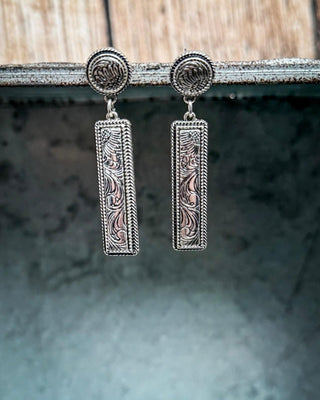 Out West Bar Dangle Fashion Earrings - Silver – Jewelry from Bronco Western Supply Co.