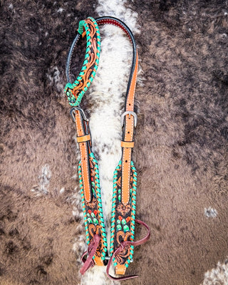 Painted Cactus Breast Collar and Headstall - Pieces Sold Separate – Horse Tack from Bronco Western Supply Co.