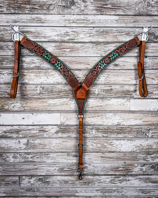 Painted Cactus Breast Collar and Headstall - Pieces Sold Separate – Horse Tack from Bronco Western Supply Co.