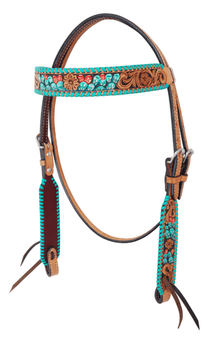 Painted Cactus Breast Collar and Headstall - Pieces Sold Separate – Horse Tack from Bronco Western Supply Co.