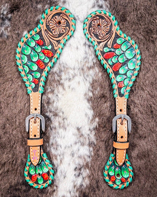 Painted Cactus Ladies Spur Straps – Spur Straps from Bronco Western Supply Co.