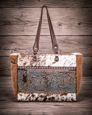 Paloma Creek Hair-On Weekender Bag in Turquoise by Myra Bag – Purses & Wallets from Bronco Western Supply Co.