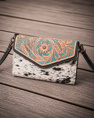 Pelagic Hair-On Leather Crossbody Wallet by Myra Bag – Purses & Wallets from Bronco Western Supply Co.