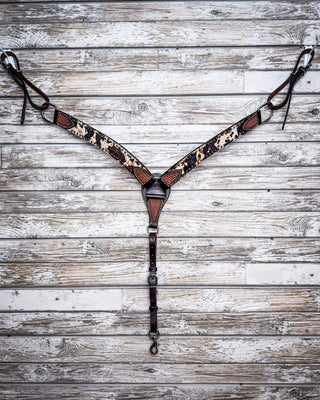 Peppered Hair On Hide Breast Collar and Headstall - Pieces Sold Separate – Horse Tack from Bronco Western Supply Co.