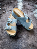 Platinum Buckles Platform Wedge Sandals in Denim - Women's Shoes - 2 Fly Co. (BWS) - Bronco Western Supply Co.