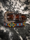 Polychrome Hand - Tooled Seed Bead Belt - Apparel - Myra Bag - Bronco Western Supply Co.