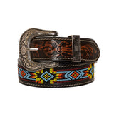 Polychrome Hand - Tooled Seed Bead Belt - Apparel - Myra Bag - Bronco Western Supply Co.