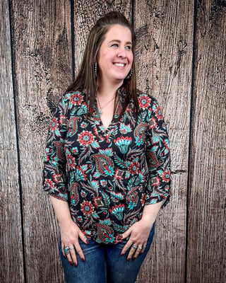 Prairie Bloom Floral and Paisley Top by Sterling Kreek – Shirts & Tops from Bronco Western Supply Co.