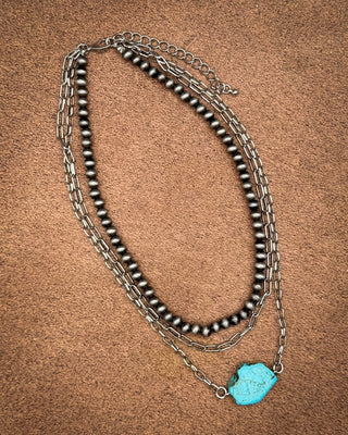 Prairie Current Layered Necklace Set in Turquoise – Jewelry from Bronco Western Supply Co.