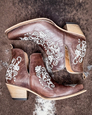 Prairie Dream Embroidered Western Leather Ankle Booties by Myra Bag – Women's Shoes from Bronco Western Supply Co.