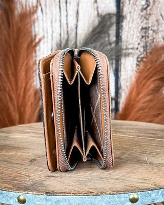 Prairie Rose Tooled Wallet in Brown by Wrangler – Purses & Wallets from Bronco Western Supply Co.