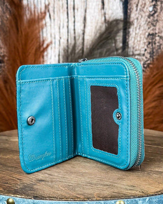 Prairie Rose Tooled Wallet in Turquoise by Wrangler – Purses & Wallets from Bronco Western Supply Co.
