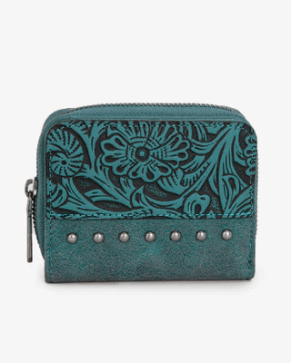 Prairie Rose Tooled Wallet in Turquoise by Wrangler – Purses & Wallets from Bronco Western Supply Co.