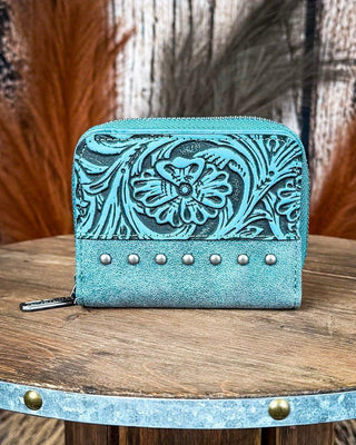 Prairie Rose Tooled Wallet in Turquoise by Wrangler – Purses & Wallets from Bronco Western Supply Co.