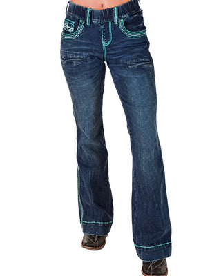 Pull - On Turquoise Hurricane Trouser by Cowgirl Tuff – Apparel from Bronco Western Supply Co.