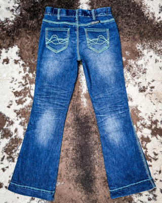 Pull - On Turquoise Hurricane Trouser by Cowgirl Tuff – Apparel from Bronco Western Supply Co.