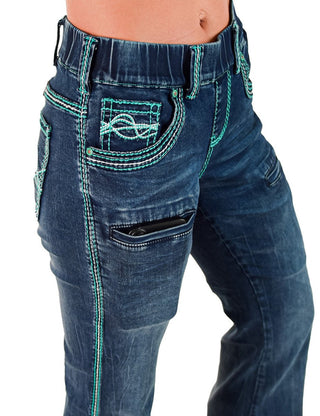 Pull - On Turquoise Hurricane Trouser by Cowgirl Tuff – Apparel from Bronco Western Supply Co.