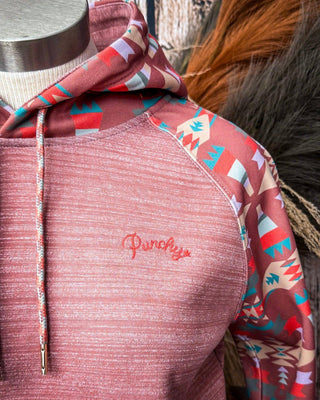 Punchy Ladies Hooey Hoodie in Mahogany with Aztec – Apparel from Bronco Western Supply Co.