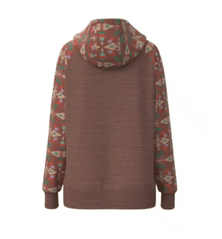 Punchy Ladies Hooey Hoodie in Mahogany with Aztec – Apparel from Bronco Western Supply Co.