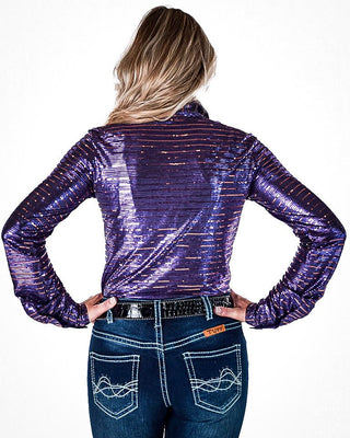 Purple Shimmer Copper Sequins Pullover Button Up by Cowgirl Tuff – Apparel from Bronco Western Supply Co.