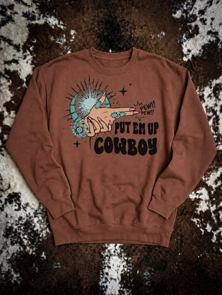 Put Em Up Cowboy Graphic Tee or Sweatshirt – Apparel from Bronco Western Supply Co.