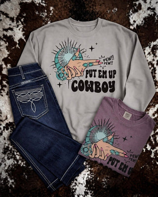 Put Em Up Cowboy Graphic Tee or Sweatshirt – Apparel from Bronco Western Supply Co.