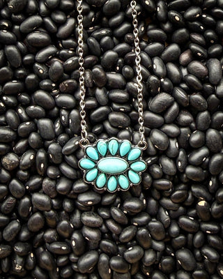 Ramblin’ Rose Necklace in Teal – Jewelry from Bronco Western Supply Co.